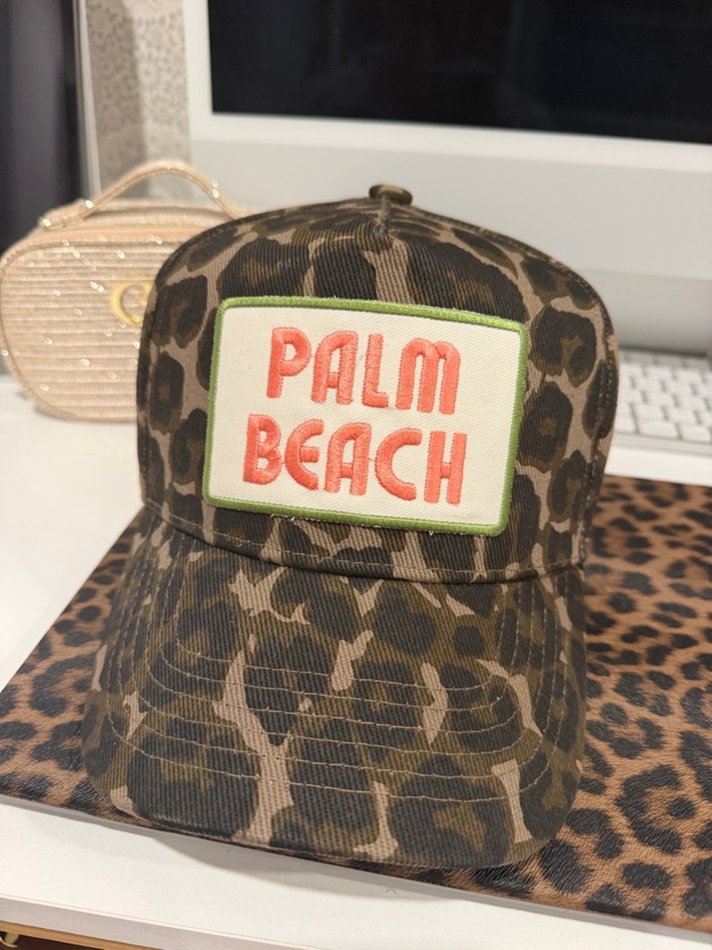 Palm Beach Leopard Print Baseball Cap - Olive Brown